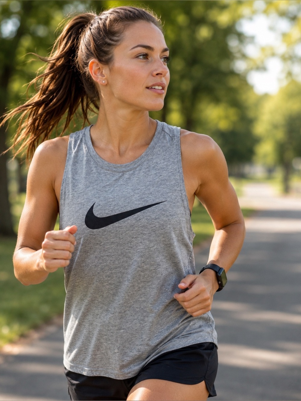 Nike Heather gray workout muscle tank Jogging swoosh logo Soft comfortable Sz Sm